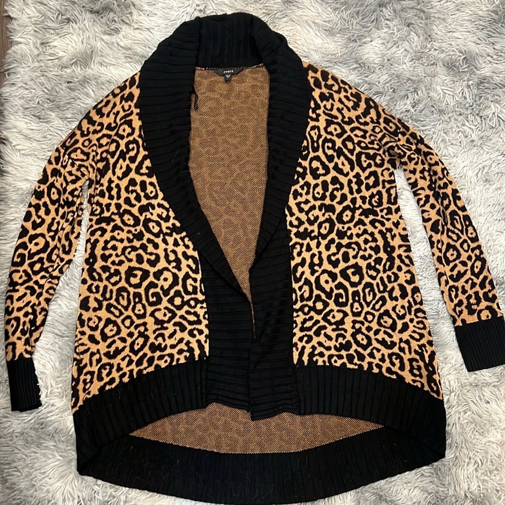 GUESS Leopard Print Draping Cardigan